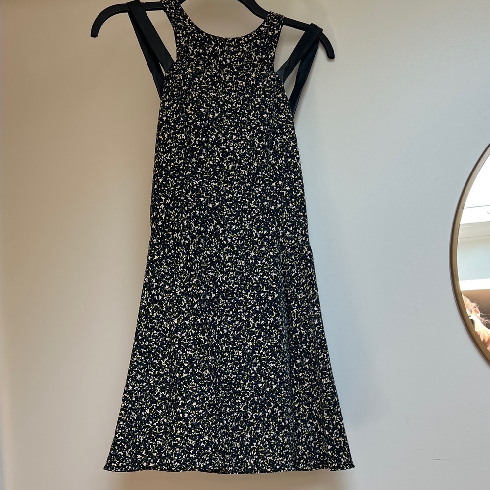 BCBGeneration Black Floral Midi Dress with White & Cream Speckle